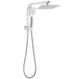 Chrome Square Twin Rain Shower 8" Head 3 Mode Handheld Diverter Wall Arm Set V1233-HS002M4CKSS108A702