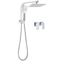 WELS Chrome Square Dual Rain Shower 8" Head 3 Mode Handheld Diverter Wall Arm Twin Taps Set V1233-HS002M4CKSS108A702CPF0272A