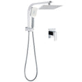WELS Chrome Square Dual Rain Shower 8" Head 3 Mode Handheld Diverter Wall Arm Mixer Set V1233-HS002M4CKSS108A702KSQ201CR