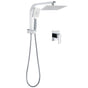 WELS Chrome Square Dual Rain Shower 8" Head 3 Mode Handheld Diverter Wall Arm Mixer Set V1233-HS002M4CKSS108A702KSQ201CR