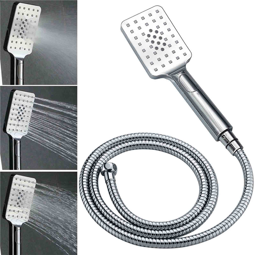 Chrome Square 8" Rain Shower Head 3 Mode Handheld Sliding Rail Arm 2 IN 1 Set Diverter V1233-HS002M4CSC842KSS108
