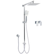 Square 8" Rain Shower Head 3 Mode Handheld Sliding Rail Arm 2 IN 1 Set Twin Taps V1233-HS002M4CSC842KSS108CPF0272A