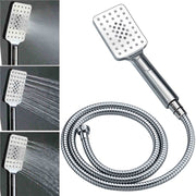 Chrome Square 10" Twin Shower Head Handheld Sliding Rail Set Wall Inlet Diverter V1233-HS002M4CSC842KSS110