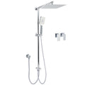 Chrome Square 10" Twin Shower Head Handheld Sliding Rail Set Wall Inlet Diverter Twin Taps V1233-HS002M4CSC842KSS110CPF0272A