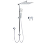 Chrome Square 10" Twin Shower Head Handheld Sliding Rail Set Wall Inlet Diverter Twin Taps V1233-HS002M4CSC842KSS110CPF0272A