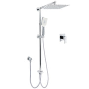 Chrome Square 10" Twin Shower Head Handheld Sliding Rail Set Wall Inlet Elbow With Mixer V1233-HS002M4CSC842KSS110KSQ201CR