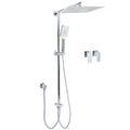 Double Square Shower Head 12" Rain Rose + 3 Modes Handheld Diverter Rail Arm Taps Set V1233-HS002M4CSC842KSS112CPF0272A