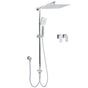 Double Square Shower Head 12" Rain Rose + 3 Modes Handheld Diverter Rail Arm Taps Set V1233-HS002M4CSC842KSS112CPF0272A