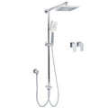 WELS Square Plastic Shower 8" Rainfall Head 3 Mode Handheld Sliding Rail Wall Arm + Twin Taps V1233-HS002M4CSC842SS0801CPF0272A