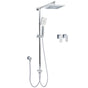 WELS Square Plastic Shower 8" Rainfall Head 3 Mode Handheld Sliding Rail Wall Arm + Twin Taps V1233-HS002M4CSC842SS0801CPF0272A