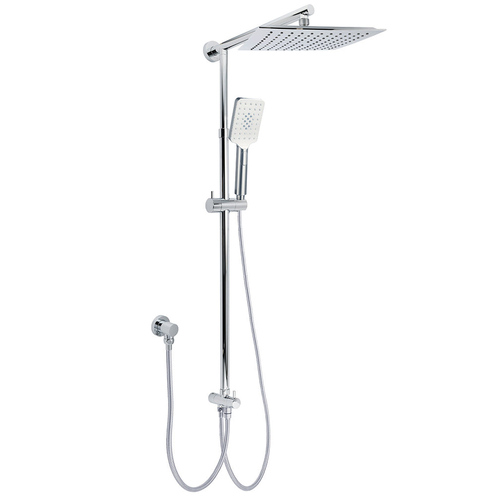 WELS Chrome Square 10" Rain Shower Head 3 Function Handheld Sliding Rail Wall Arm Set V1233-HS002M4CSC842SS1001