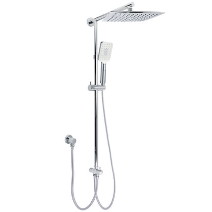 WELS Chrome Square 10" Rain Shower Head 3 Function Handheld Sliding Rail Wall Arm Set V1233-HS002M4CSC842SS1001