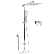 WELS Chrome Square 10" Rain Shower Head 3 Mode Handheld Sliding Rail Wall Arm Taps Set V1233-HS002M4CSC842SS1001CPF0272A