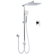 WELS Chrome Square 10" Rain Shower Head 3 Mode Handheld Sliding Rail Wall Arm With Mixer V1233-HS002M4CSC842SS1001KSQ201CR