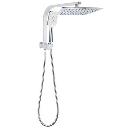 WELS Dual Square Shower Head 3 Mode Handheld Diverter Wall Arm 10" Rain Set V1233-HS002M4CSS1001A702