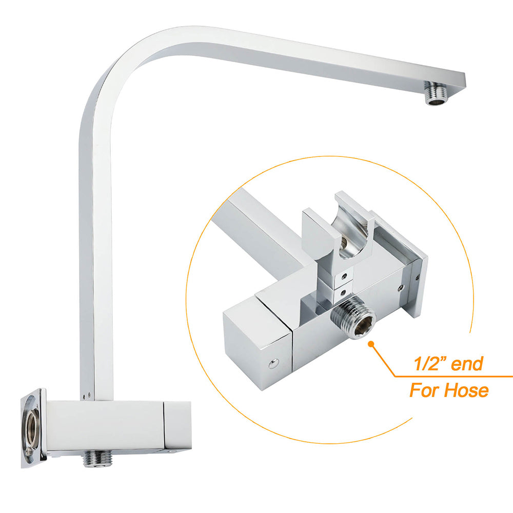 WELS Dual Square Shower Head 3 Mode Handheld Diverter Wall Arm 10" Rain Set V1233-HS002M4CSS1001A702