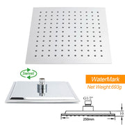 WELS Dual Square Shower Head 3 Mode Handheld Diverter Wall Arm 10" Rain Set V1233-HS002M4CSS1001A702
