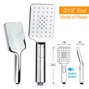 WELS Dual Square Shower Head 3 Mode Handheld Diverter Wall Arm 10" Rain Set V1233-HS002M4CSS1001A702