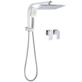 WELS Twin Square 10" Rain Shower Head 3 Mode Handheld Diverter Wall Arm Taps Valve V1233-HS002M4CSS1001A702CPF0272A