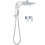 WELS Twin Square 10" Rain Shower Head 3 Mode Handheld Diverter Wall Arm Taps Valve V1233-HS002M4CSS1001A702CPF0272A