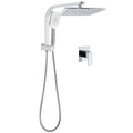 WELS Twin Square 10" Rain Shower Head 3 Mode Handheld Diverter Wall Arm Mixer Set V1233-HS002M4CSS1001A702KSQ201CR