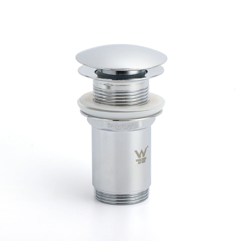 Chrome Round Basin 32mm Pop Up Brass Waste Plug Non Overflow Extension Length Drain Kit V1233-K726D1