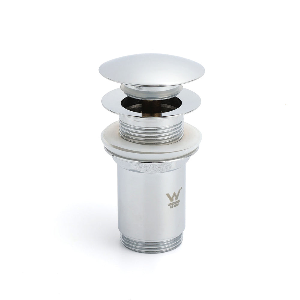 Chrome Round Basin 32mm Pop Up Brass Waste Plug Non Overflow Extension Length Drain Kit V1233-K726D1