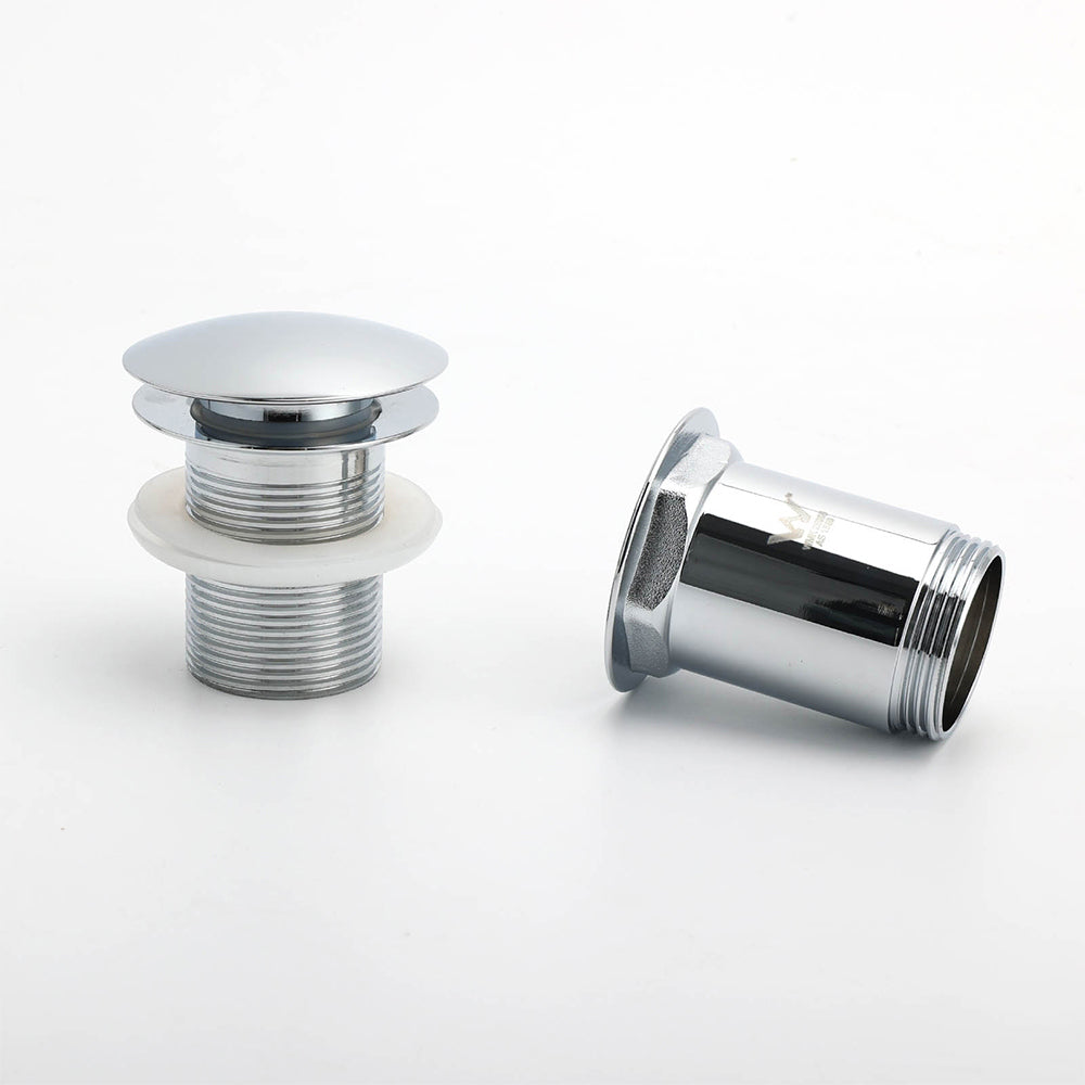 Chrome Round Basin 32mm Pop Up Brass Waste Plug Non Overflow Extension Length Drain Kit V1233-K726D1