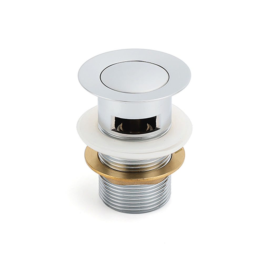 32mm Pop Up Push Brass Waste Plug Overflow Basin Sink Drain Chrome Kit Watermark V1233-K80