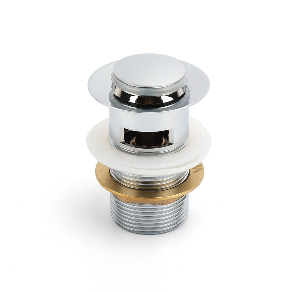 32mm Pop Up Push Brass Waste Plug Overflow Basin Sink Drain Chrome Kit Watermark V1233-K80