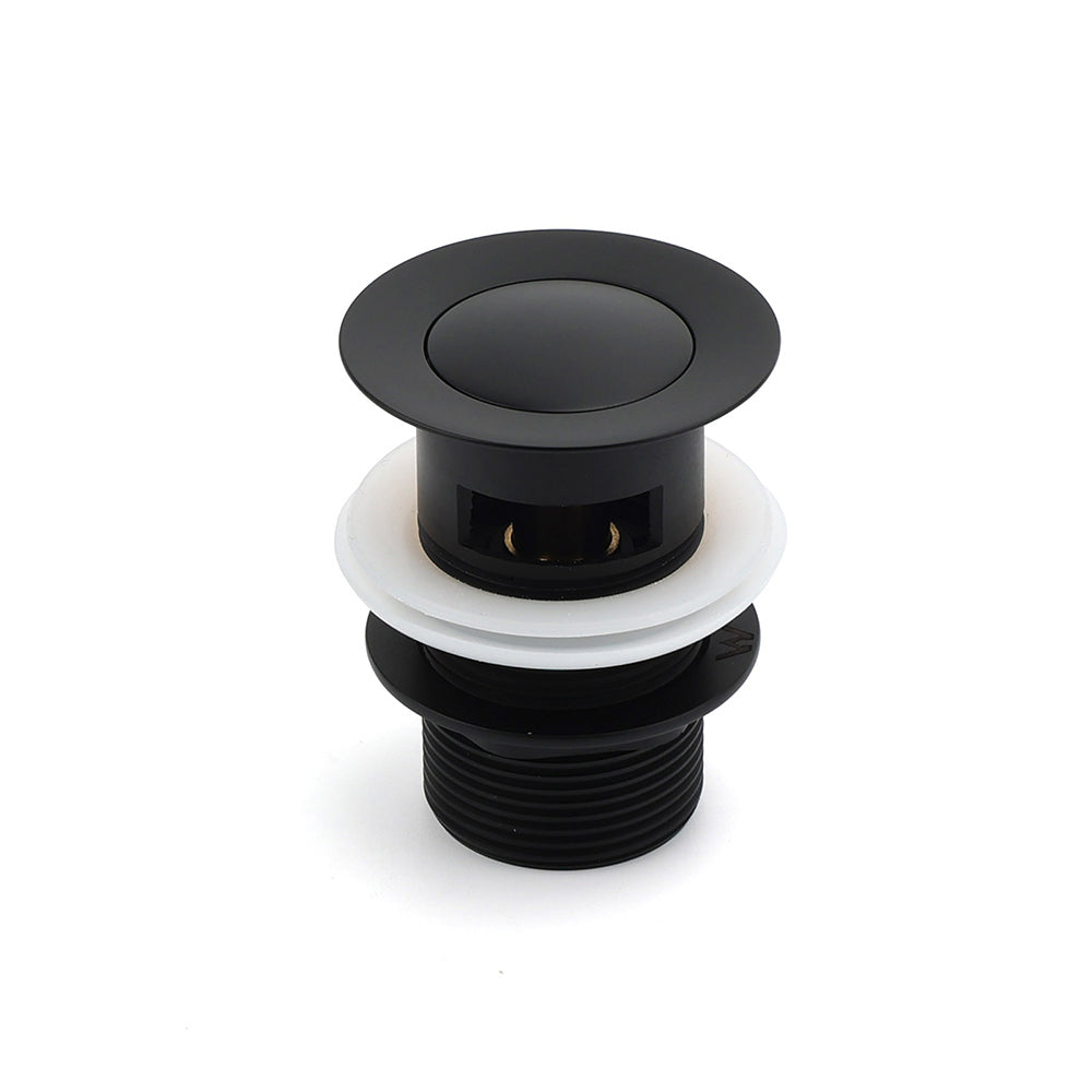 Matt Black Brass 32mm Push Pop Up Waste Plug Overflow Basin Sink Drain Outlet V1233-K80B