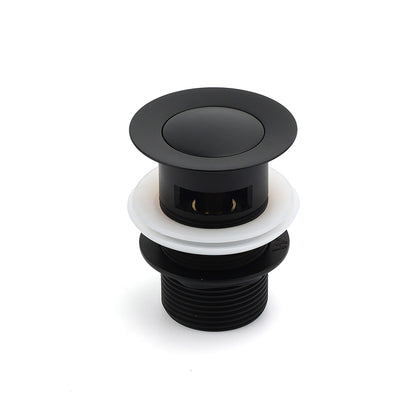 Matt Black Brass 32mm Push Pop Up Waste Plug Overflow Basin Sink Drain Outlet V1233-K80B