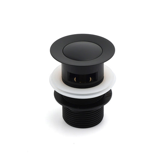 Matt Black Brass 32mm Push Pop Up Waste Plug Overflow Basin Sink Drain Outlet V1233-K80B