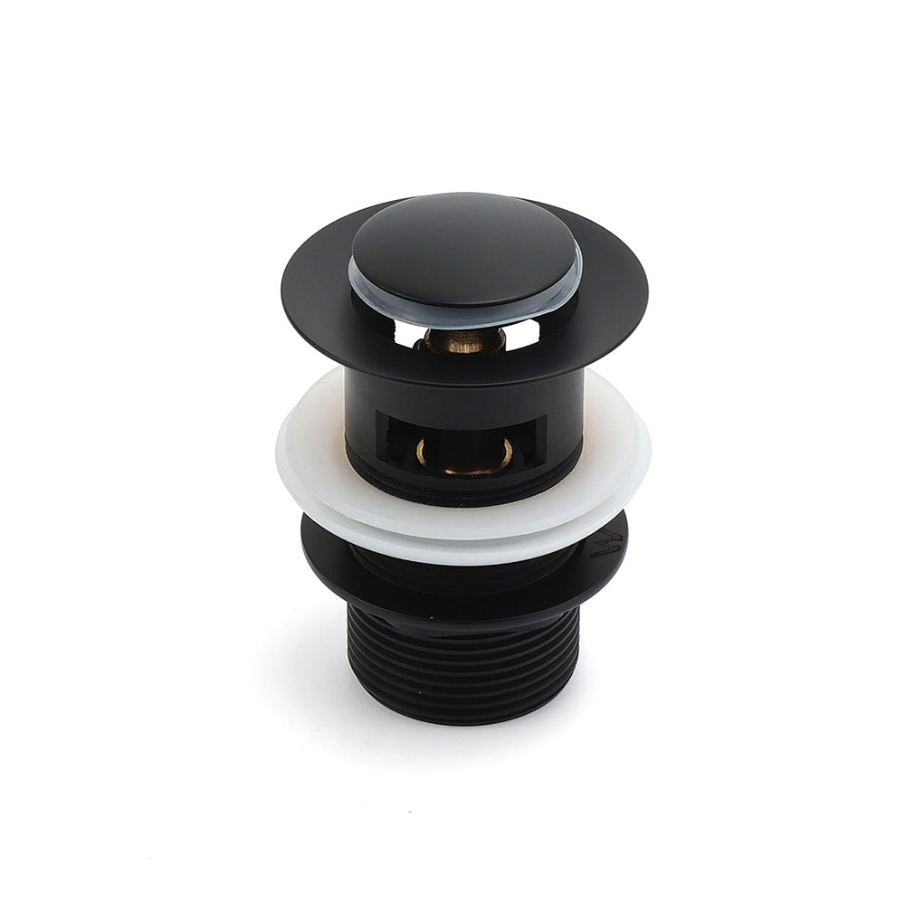 Matt Black Brass 32mm Push Pop Up Waste Plug Overflow Basin Sink Drain Outlet V1233-K80B