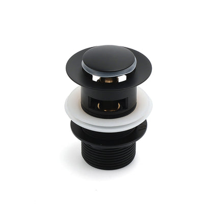 Matt Black Brass 32mm Push Pop Up Waste Plug Overflow Basin Sink Drain Outlet V1233-K80B