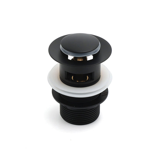 Matt Black Brass 32mm Push Pop Up Waste Plug Overflow Basin Sink Drain Outlet V1233-K80B
