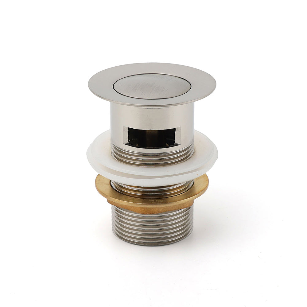 Brushed Nickel 32mm Push Pop Up Waste Plug Overflow Basin Sink Drain Outlet Kit V1233-K80BN