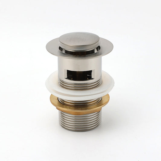 Brushed Nickel 32mm Push Pop Up Waste Plug Overflow Basin Sink Drain Outlet Kit V1233-K80BN