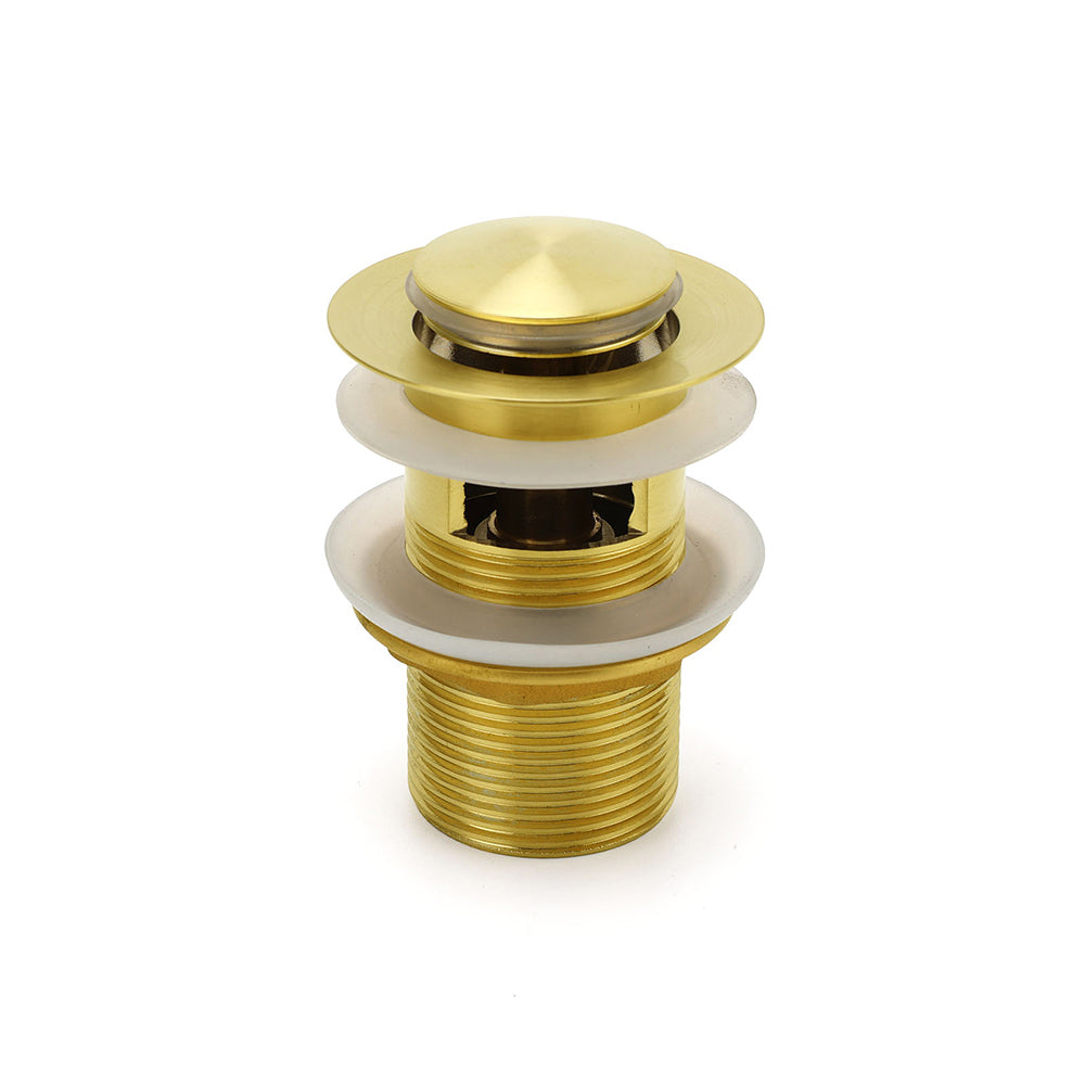 Brushed Gold 32mm Pop Up Push Waste Plug With Overflow Basin Sink Drain Outlet V1233-K80G