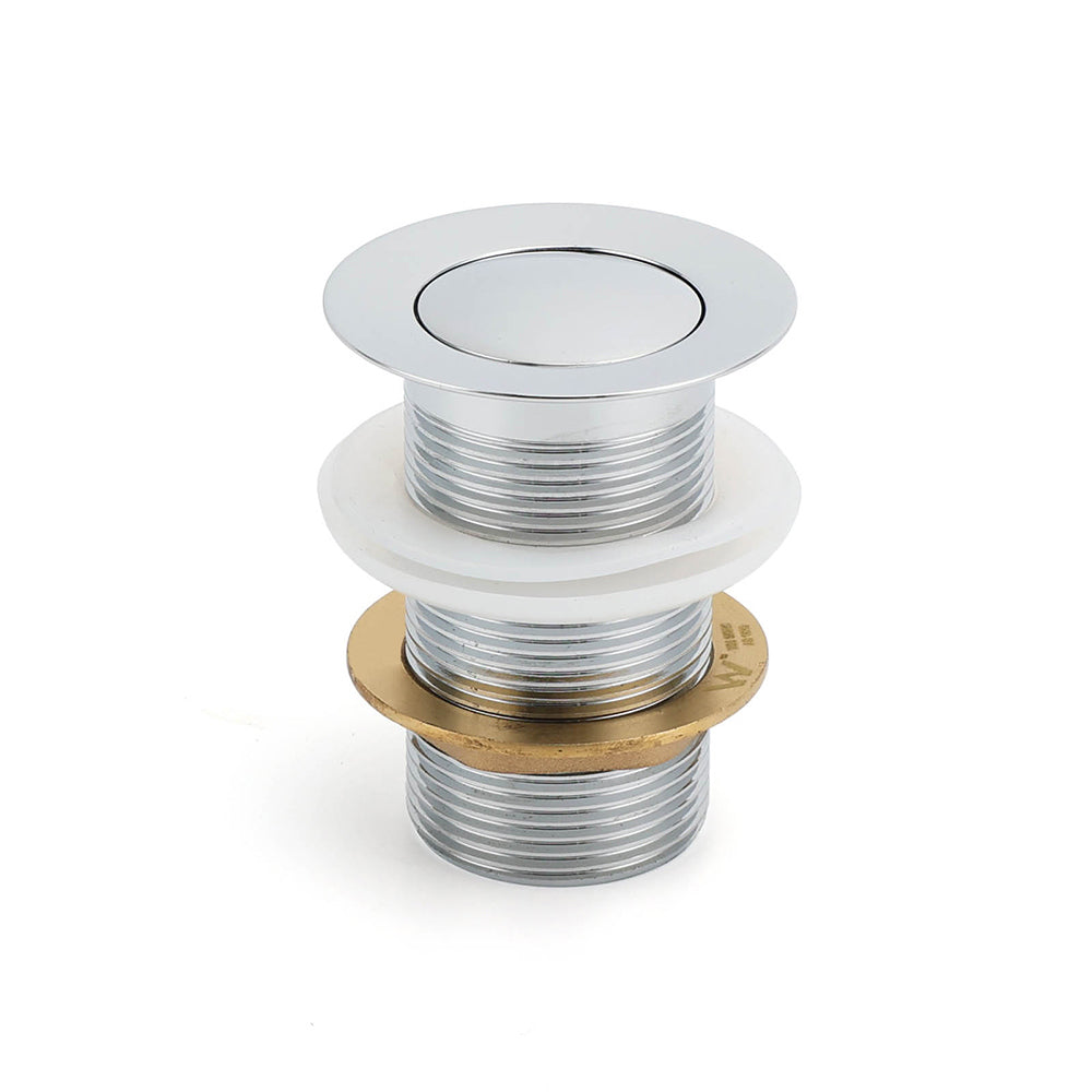 Silver 32mm Pop Up Push Brass Plug Without Overflow Basin Drain Waste Watermark V1233-K81