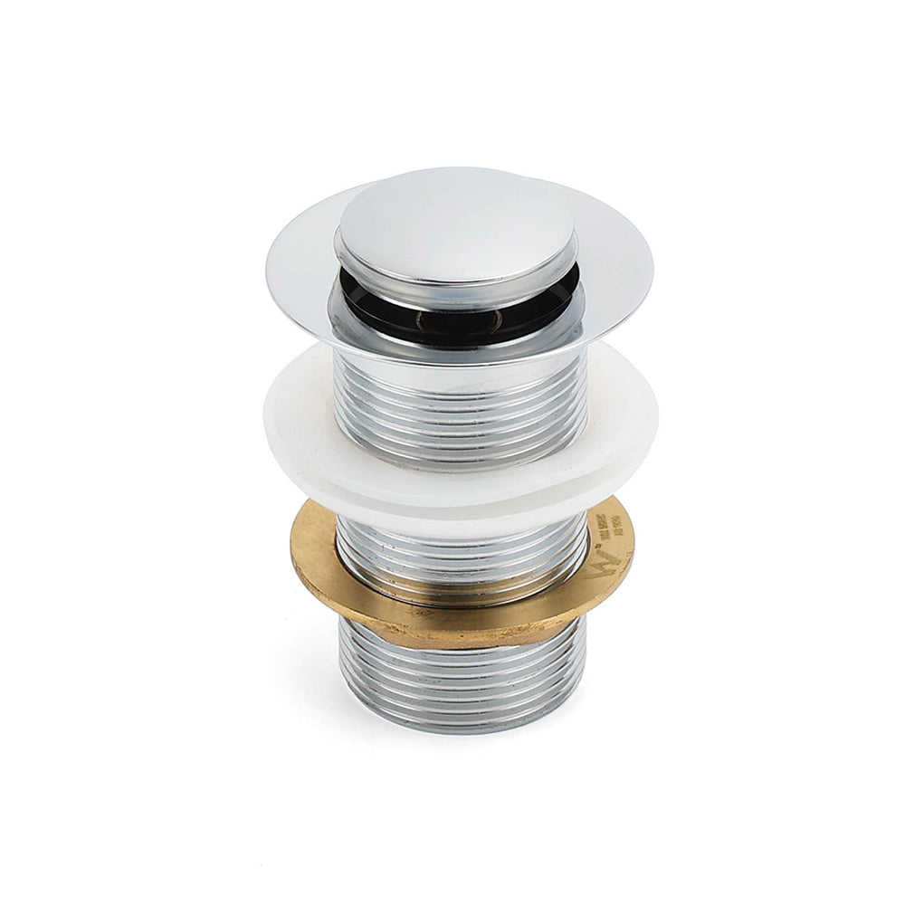 Silver 32mm Pop Up Push Brass Plug Without Overflow Basin Drain Waste Watermark V1233-K81