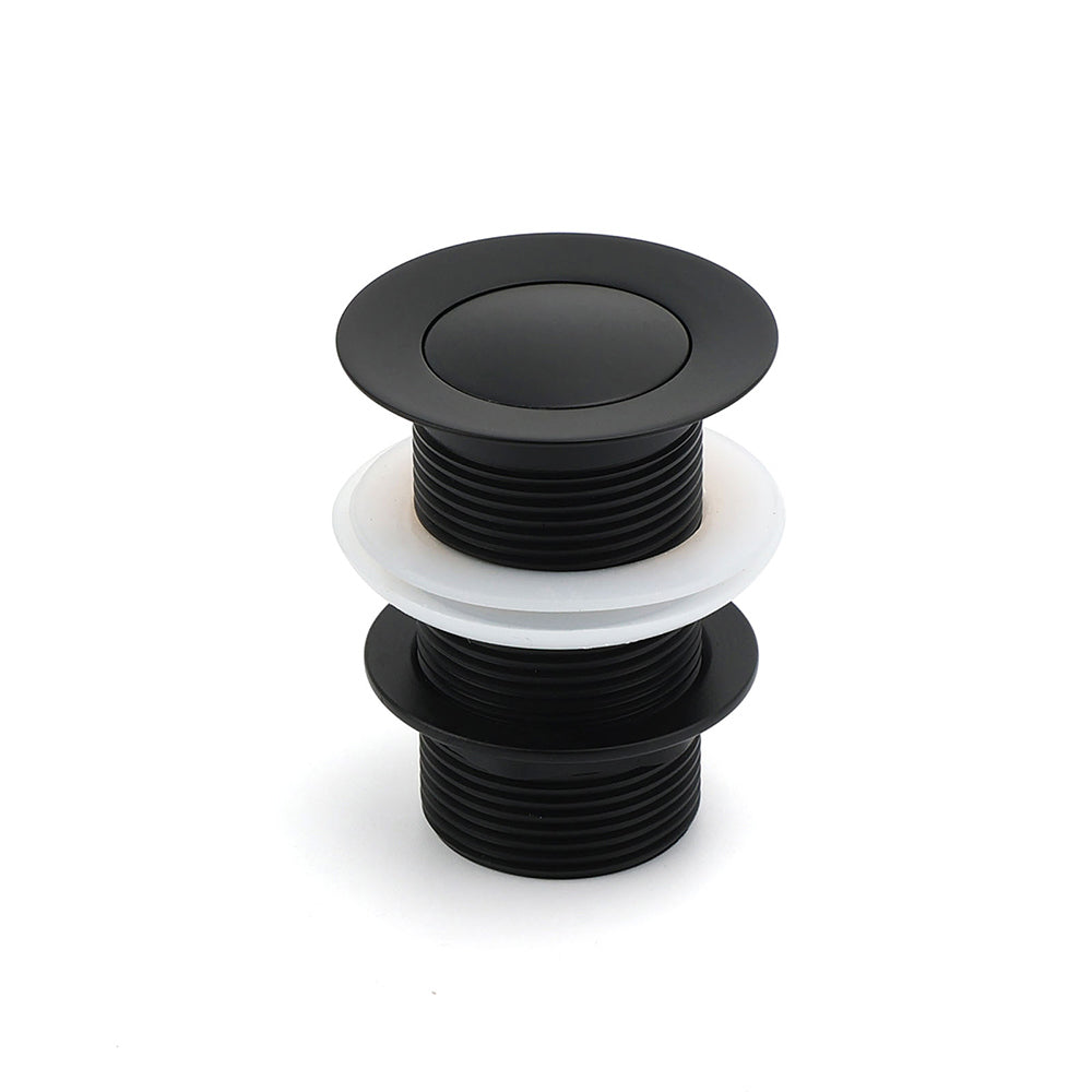 Matt Black Watermark 32mm Pop Up Push Brass Waste Plug No Overflow Basin Drain V1233-K81B