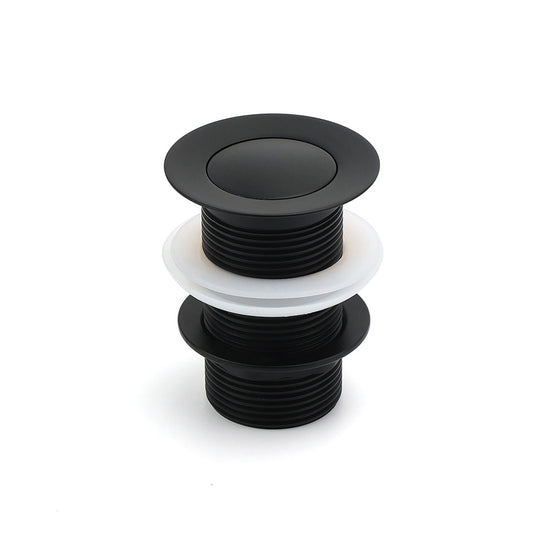 Matt Black Watermark 32mm Pop Up Push Brass Waste Plug No Overflow Basin Drain V1233-K81B