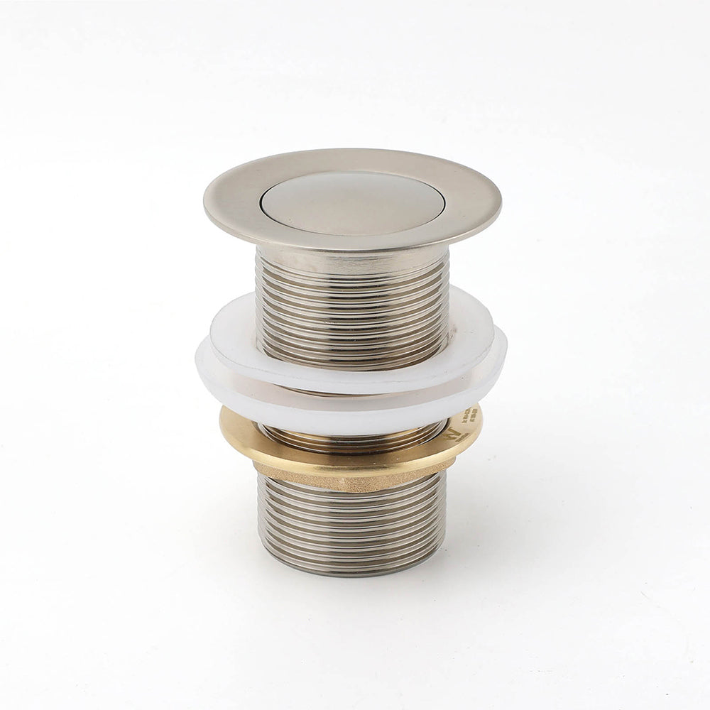 Brushed Nickel 32mm Push Pop Up Waste Plug Non-Overflow Basin Sink Drain Outlet V1233-K81BN