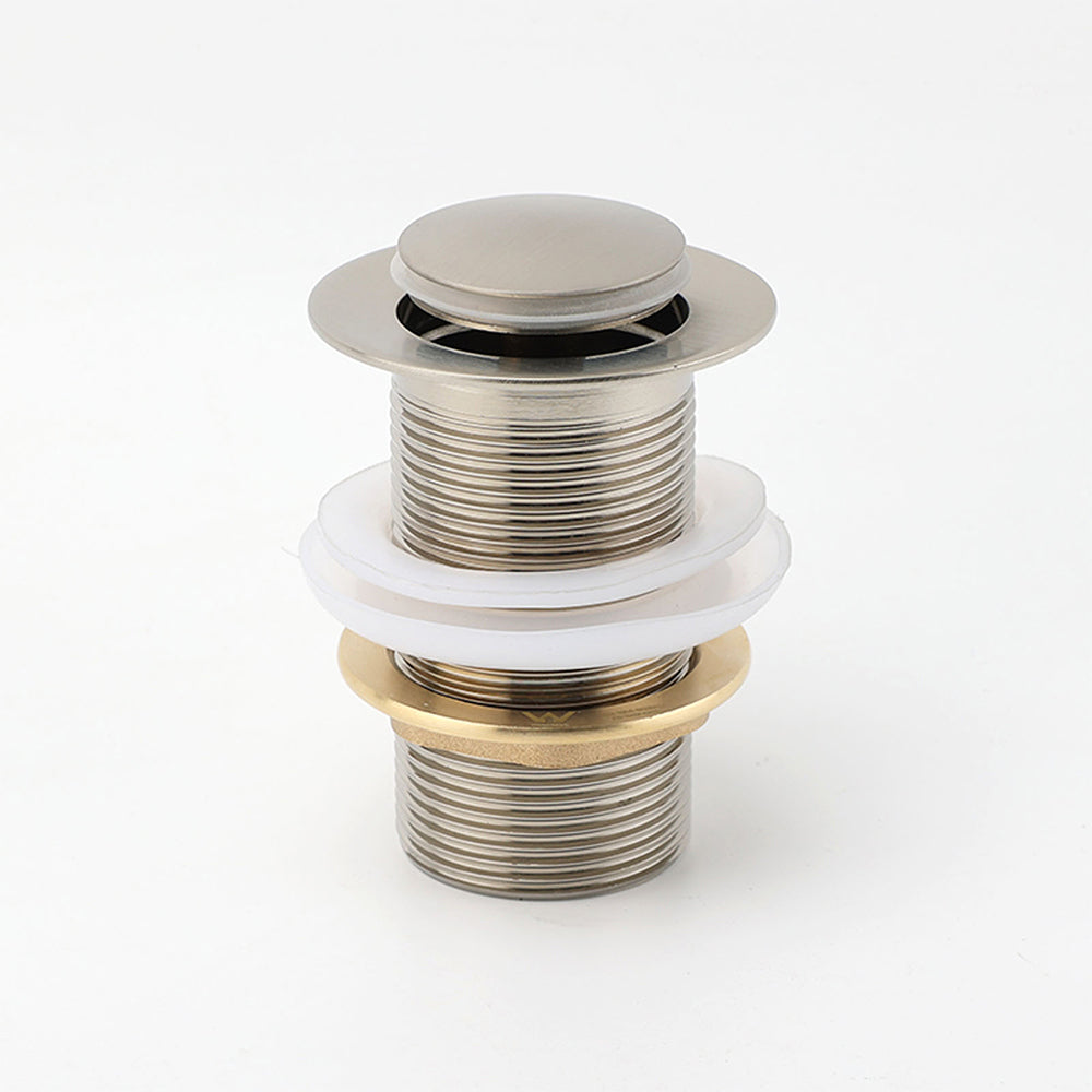 Brushed Nickel 32mm Push Pop Up Waste Plug Non-Overflow Basin Sink Drain Outlet V1233-K81BN
