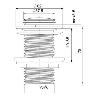 Gun Metal Brass 32mm Push Pop Up Plug Non-Overflow Basin Sink Drain Outlet Waste V1233-K81GM