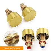 Brushed Gold 1/4 Turn Round Knob Hot Cold Tap Wall Set For Shower Vanity Spout V1233-KC0292BG