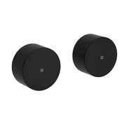 Matt Black Round 1/4 Turn Twin Shower Taps Hot Cold Wall Set Bath Vanity Mixer V1233-KC0292BL