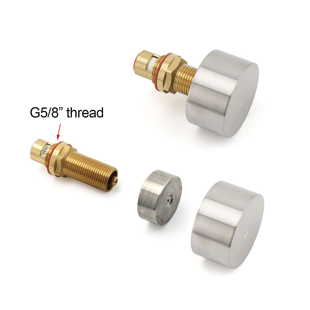 Brushed Nickel Round 1/4 Turn Twin Shower Taps Set Hot Cold Switch Vanity Mixer V1233-KC0292BN