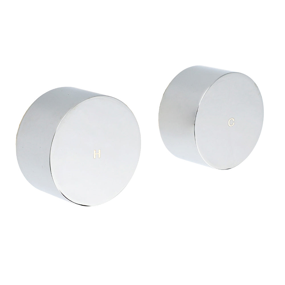 Polished Chrome Round 1/4 Turn Twin Shower Taps Set Hot Cold Water Switch Mixer V1233-KC0292CR